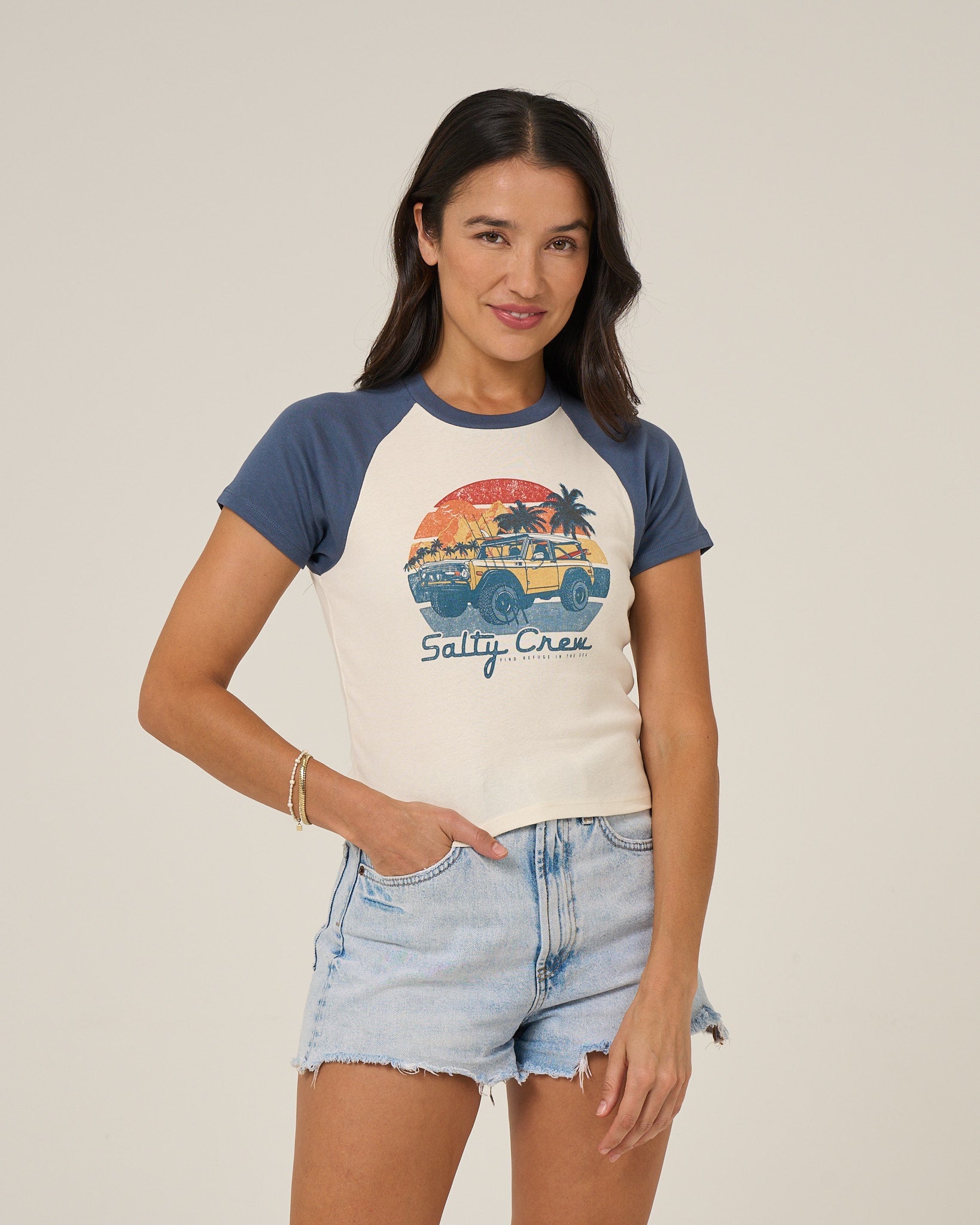 Salty Crew DRIVE TO THE SEA RAGLAN T