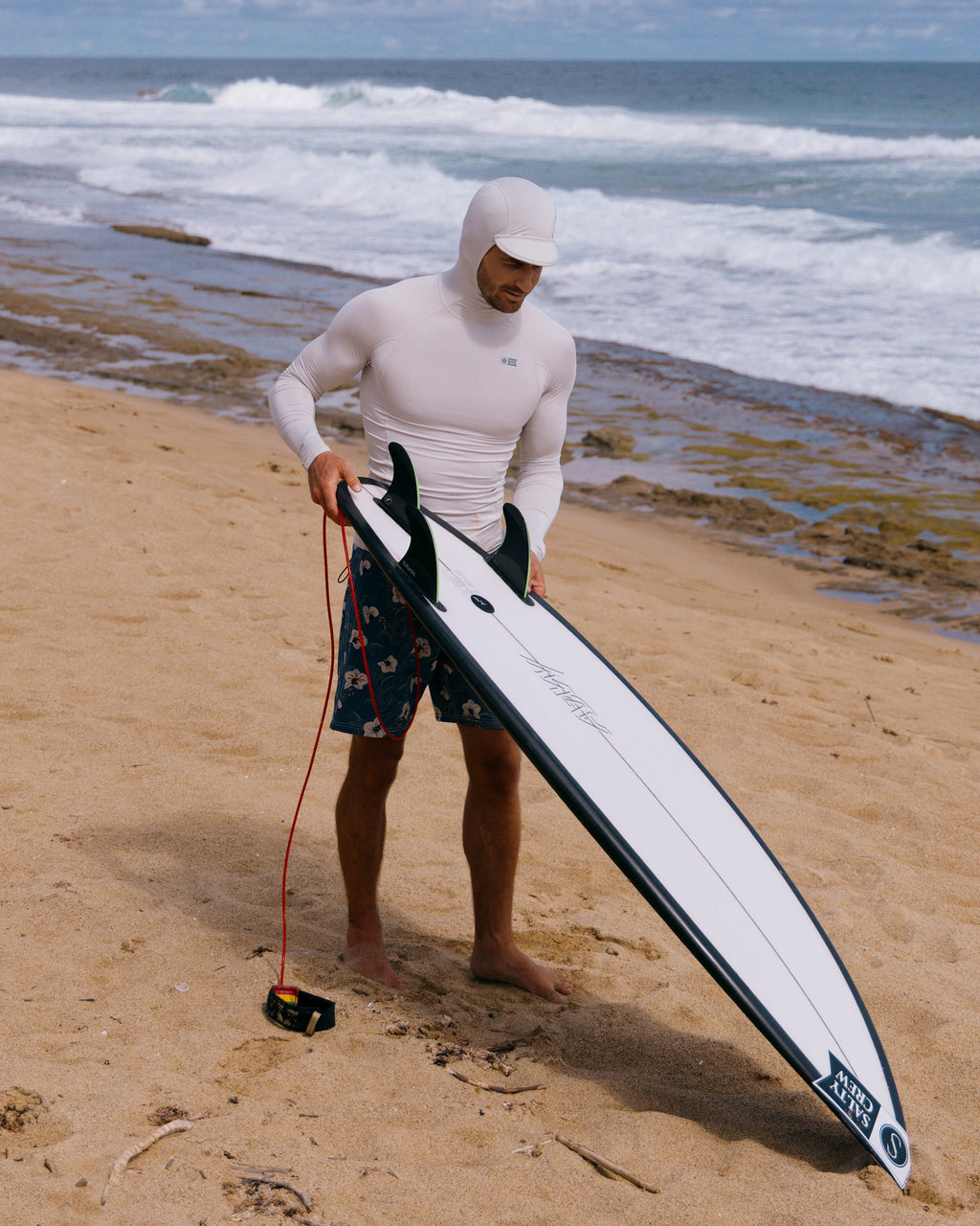Salty Crew APEX HOOD SURF RASHGUARD - Light Grey
