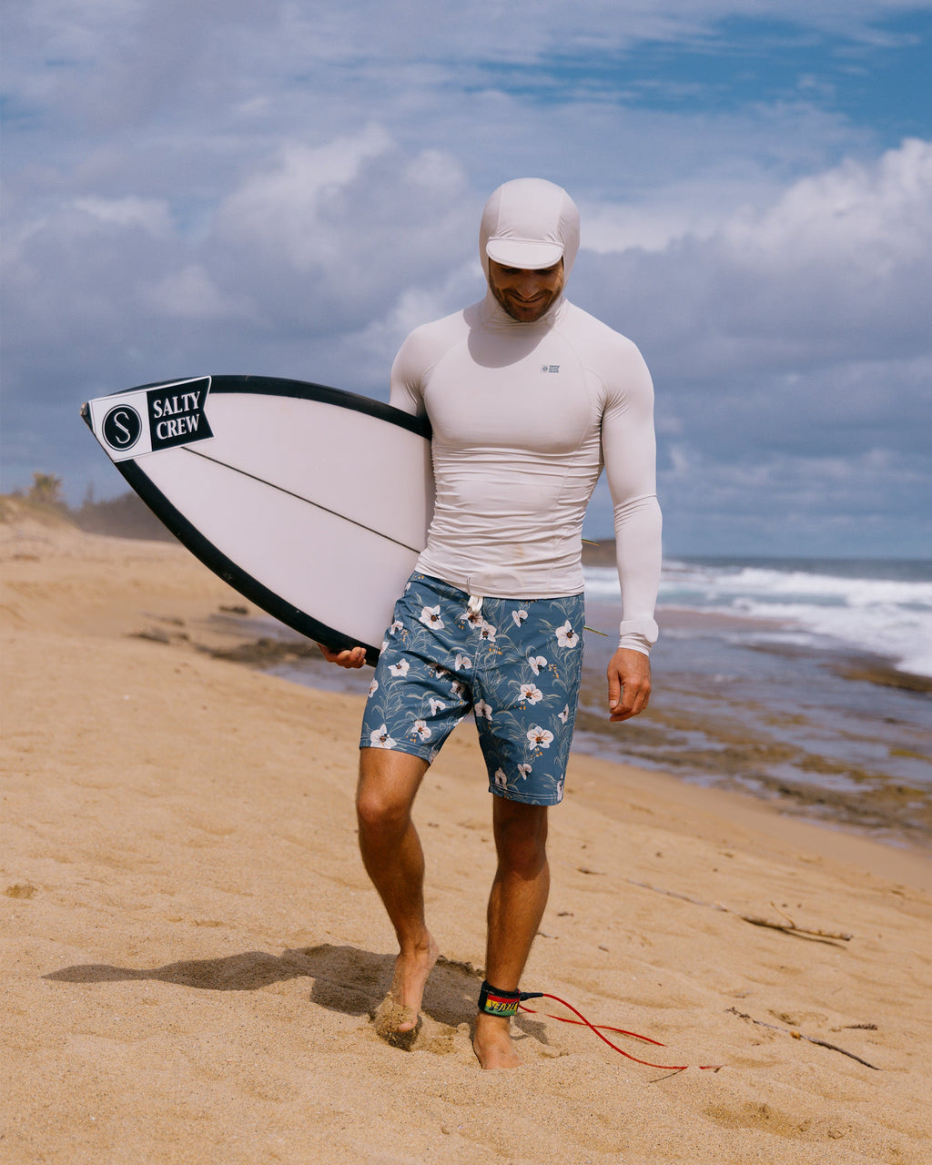 Salty Crew APEX HOOD SURF RASHGUARD - Light Grey