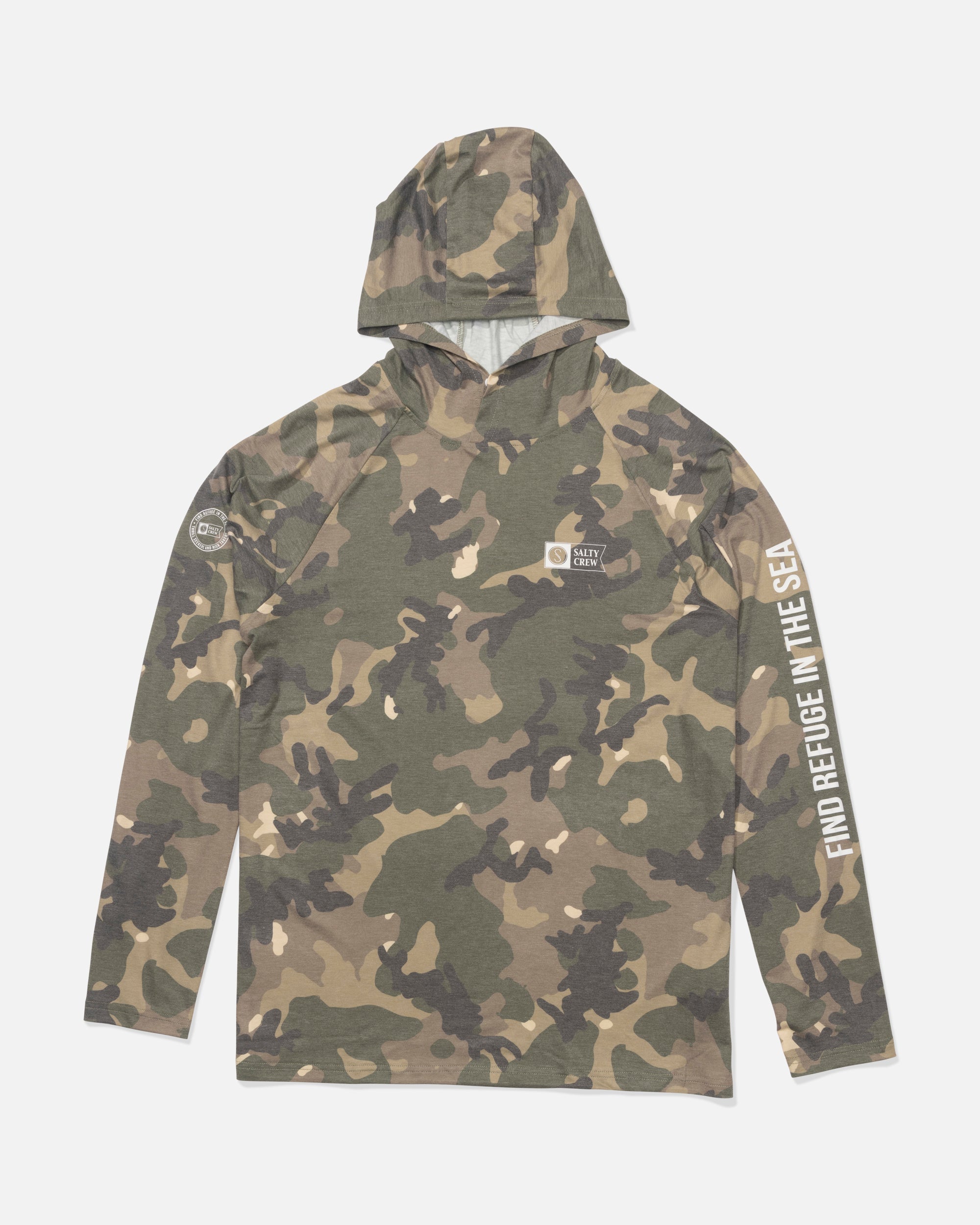 Salty Crew MARINER LITE UV HOOD - Green Camo