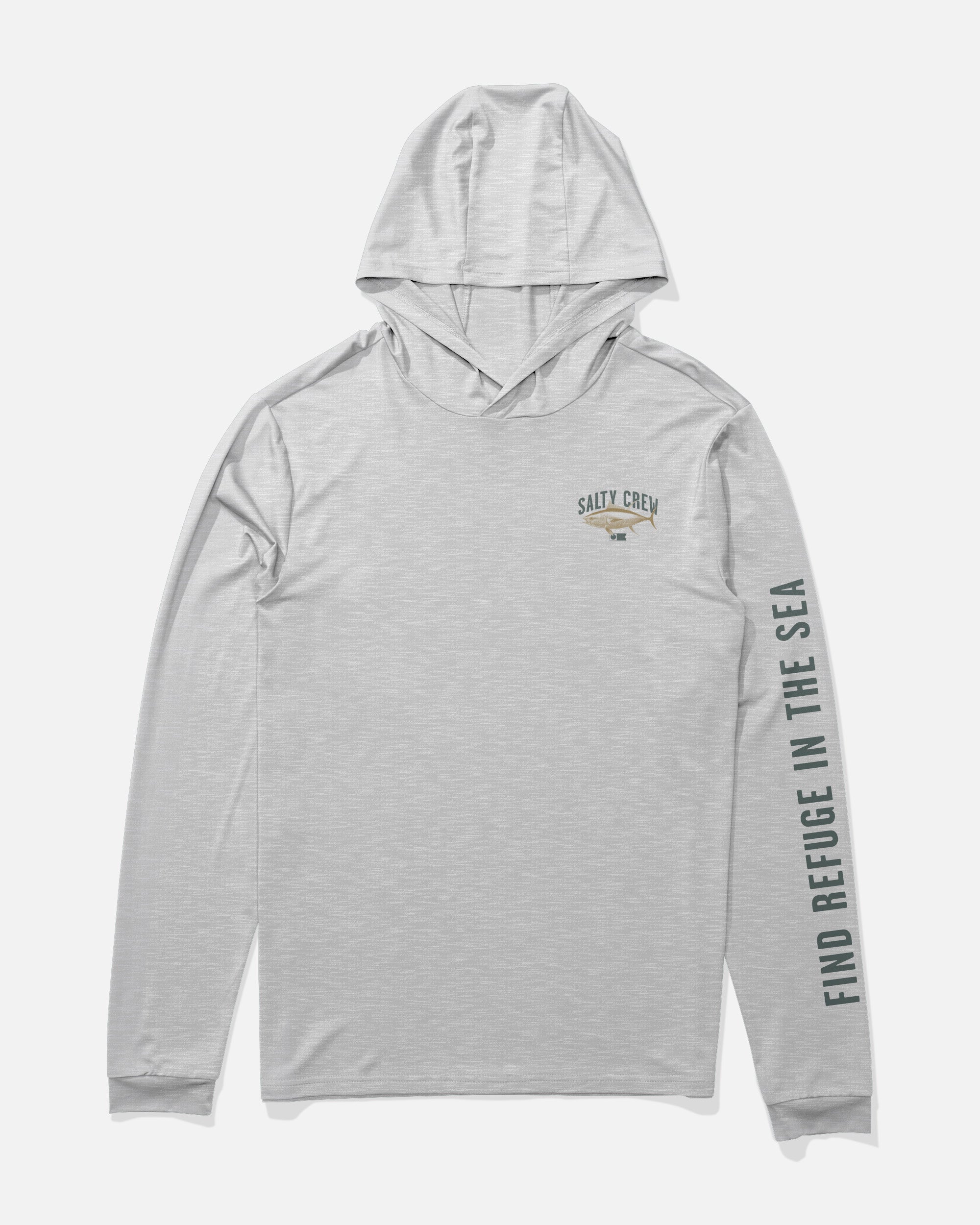 Salty Crew BITMAP HOOD SUNSHIRT - Grey Heather