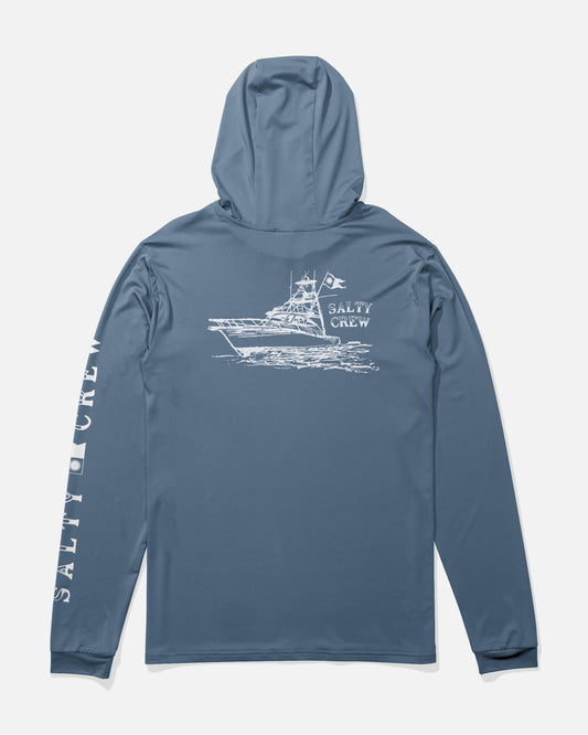 Salty Crew ON BOARD HOOD SUNSHIRT - Captains Blue