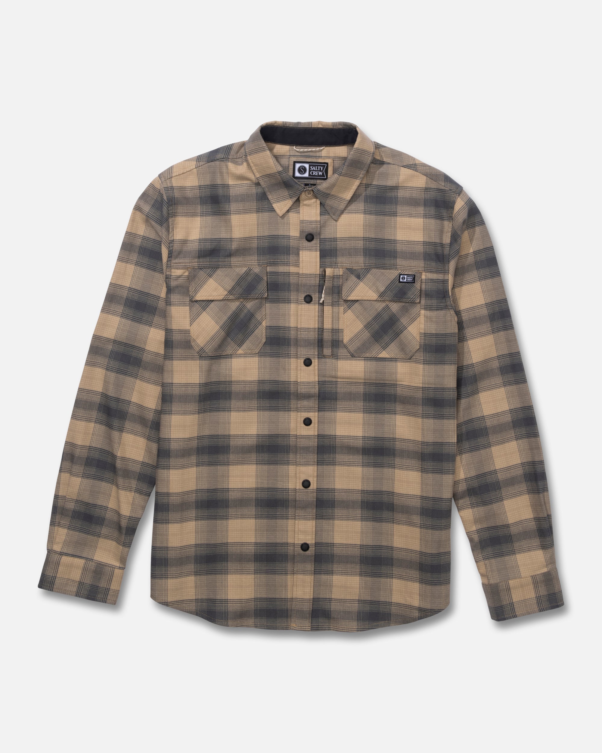 Salty Crew FATHOM LS TECH FLANNEL - Khaki