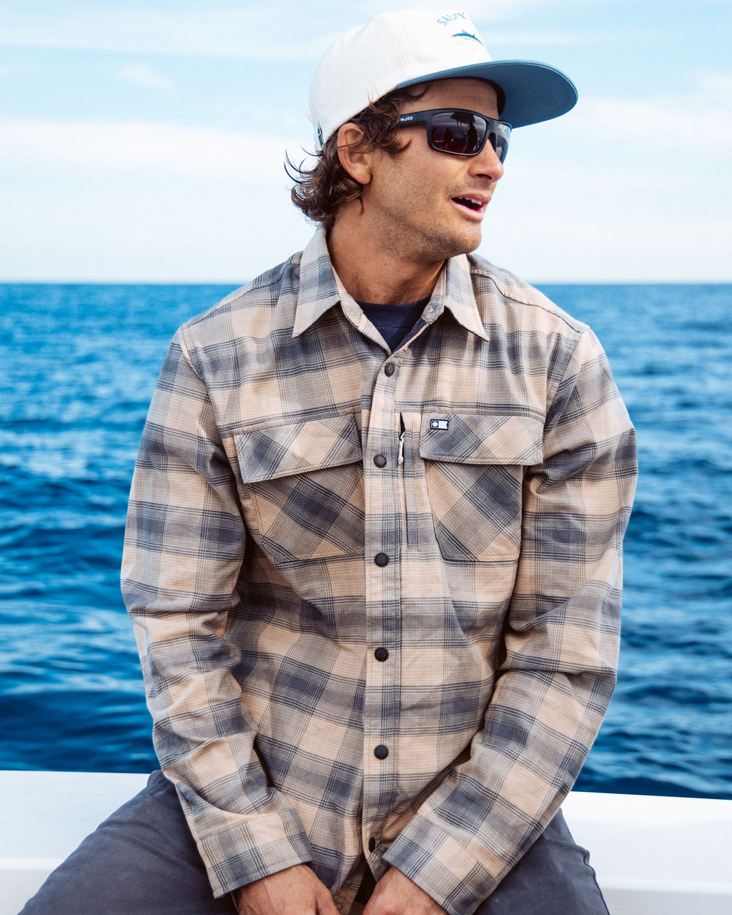 Salty Crew FATHOM LS TECH FLANNEL - Khaki