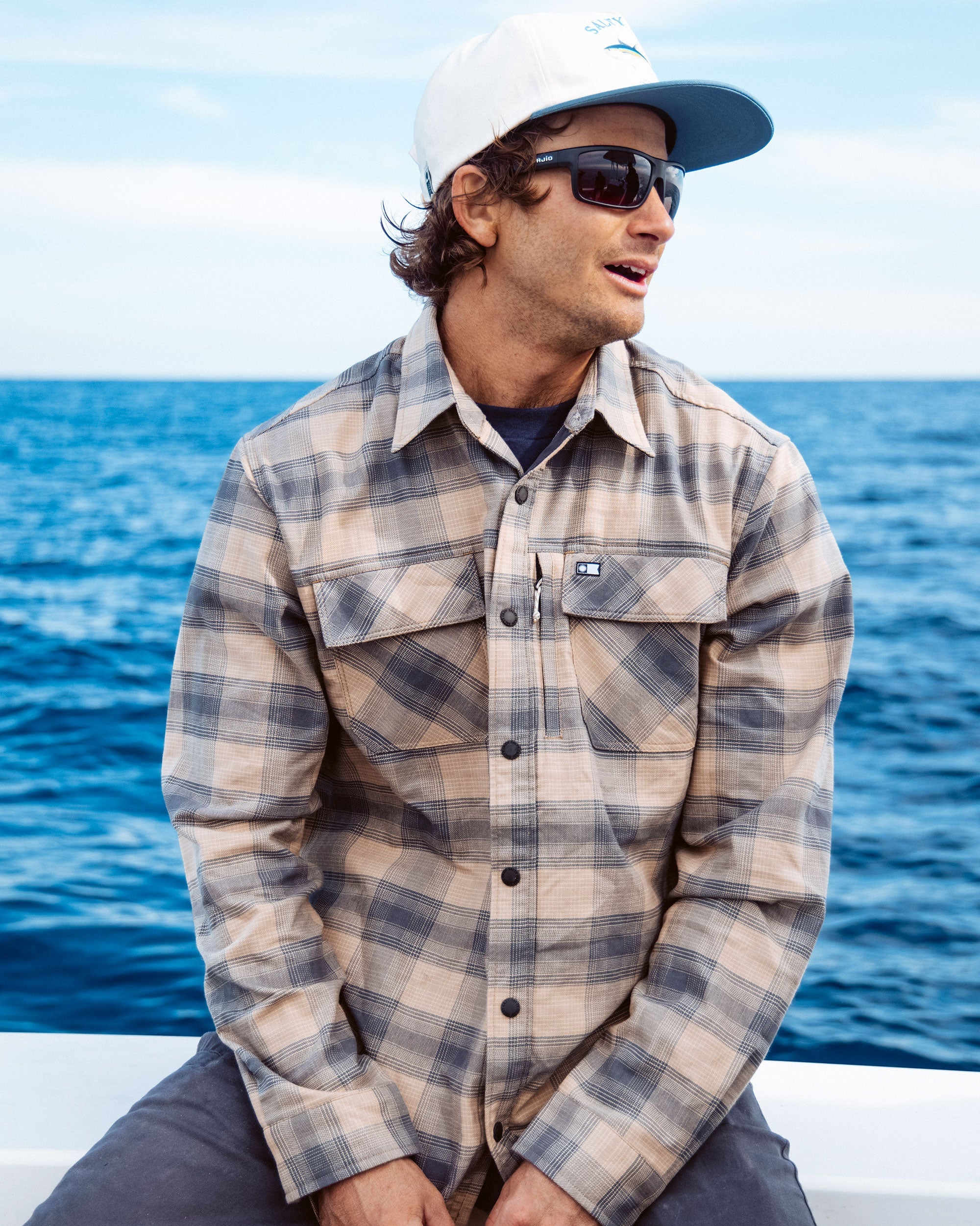 Salty Crew FATHOM LS TECH FLANNEL - Khaki