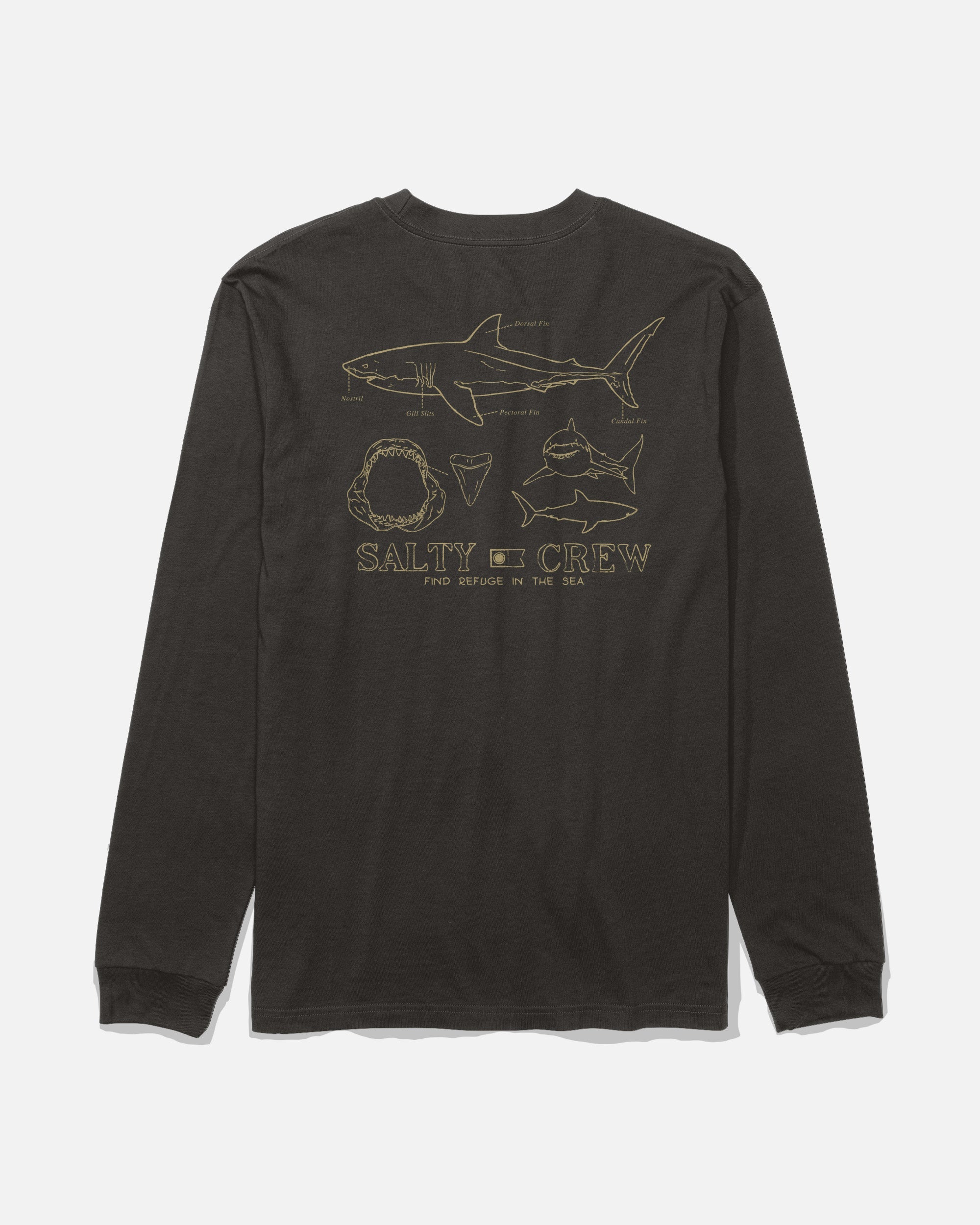 Salty Crew GREAT WHITE LS TEE - BLACK