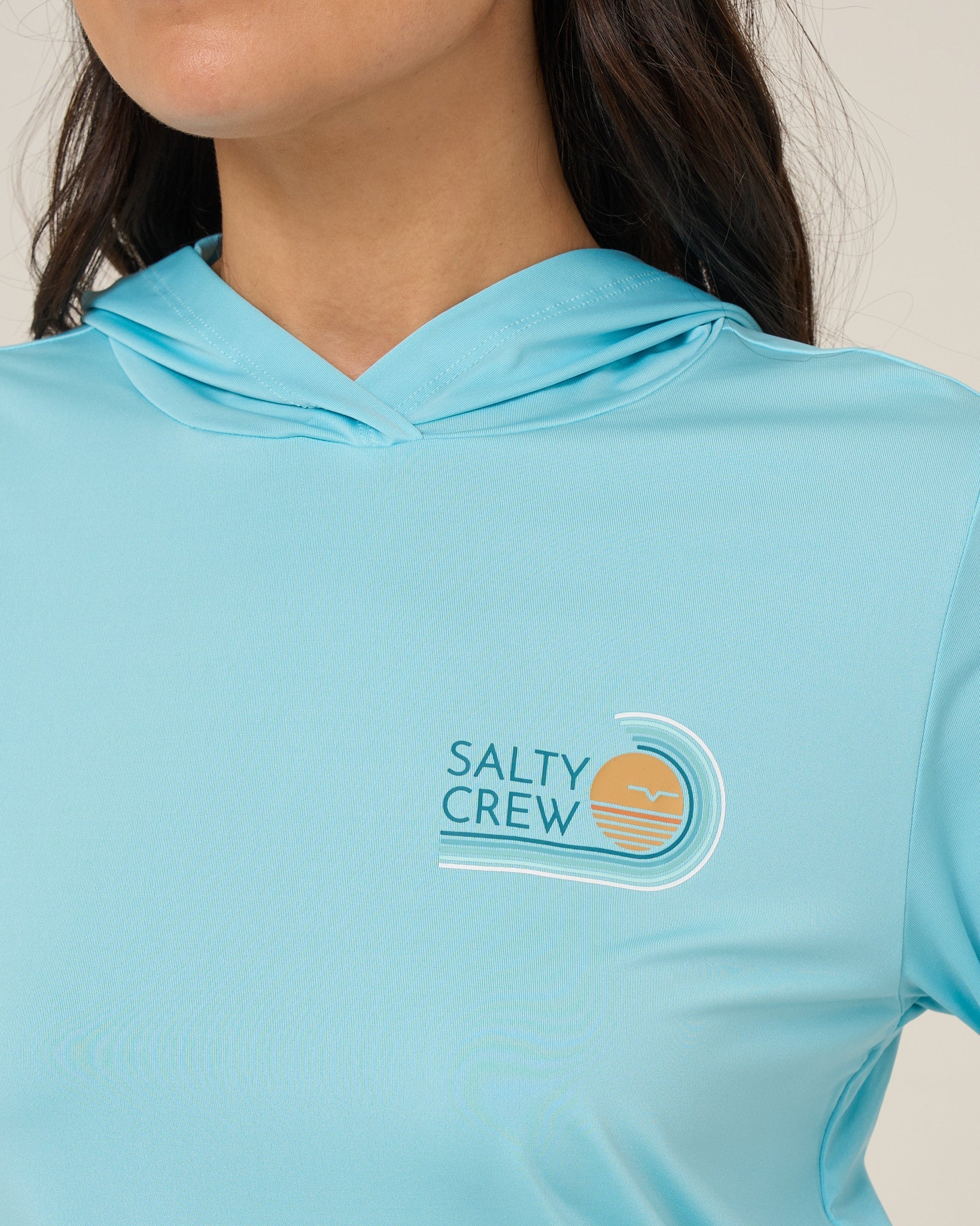Salty Crew OMBRE WAVE HOOD SUNSHIRT - Aquamarine