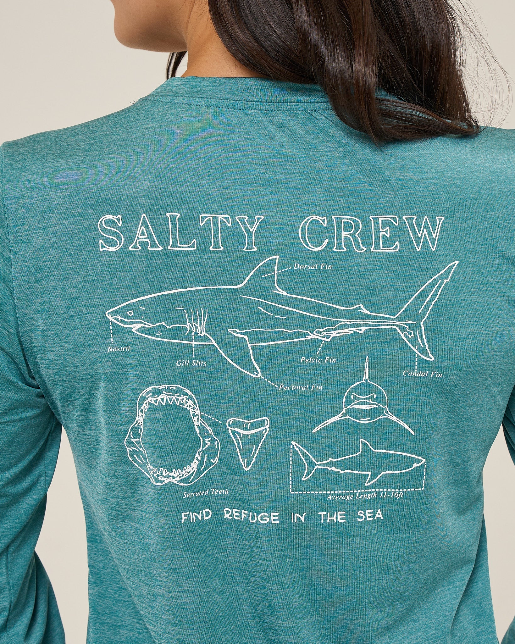 Salty Crew SHARK ANATOMY SUNSHIRT - Teal