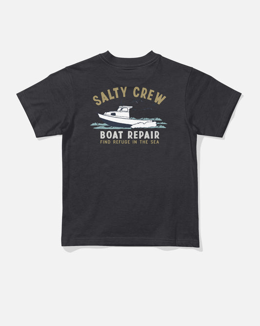 Salty Crew BOAT REPAIR TDDLR SS TEE - BLACK