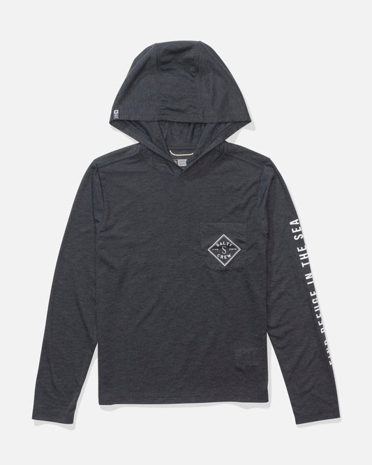 Salty Crew TIPPET BOYS HOOD TECH TEE - Black Heather