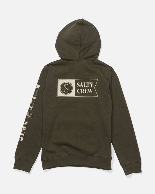 Salty Crew ALPHA CLR BLCK BOY FLEECE - Olive Stone