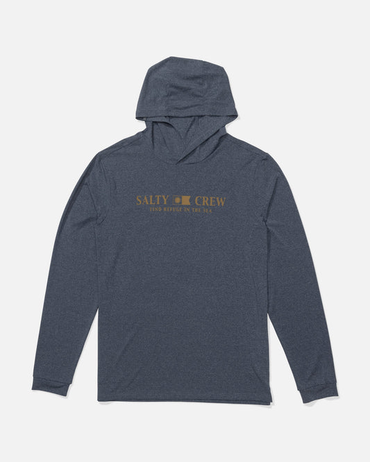 Salty Crew FLAGSHIP HOOD SUNSHIRT - Navy Heather