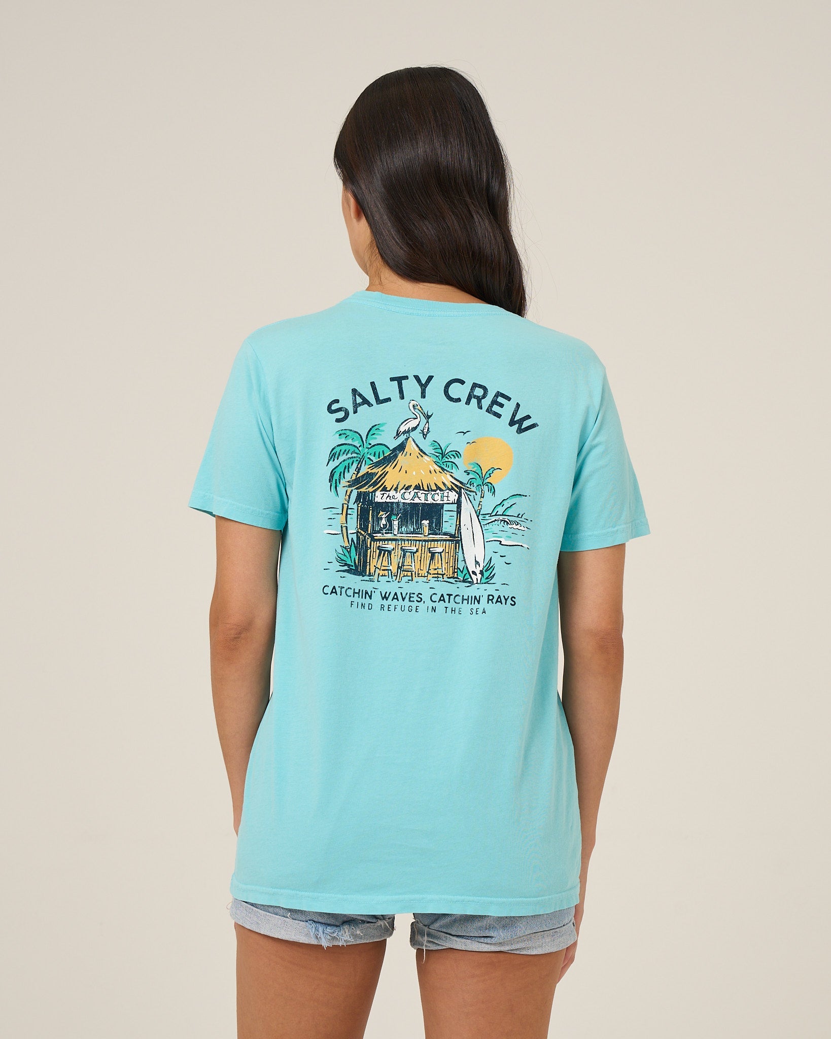 Salty Crew BEACH HUT BF TEE - Aquamarine