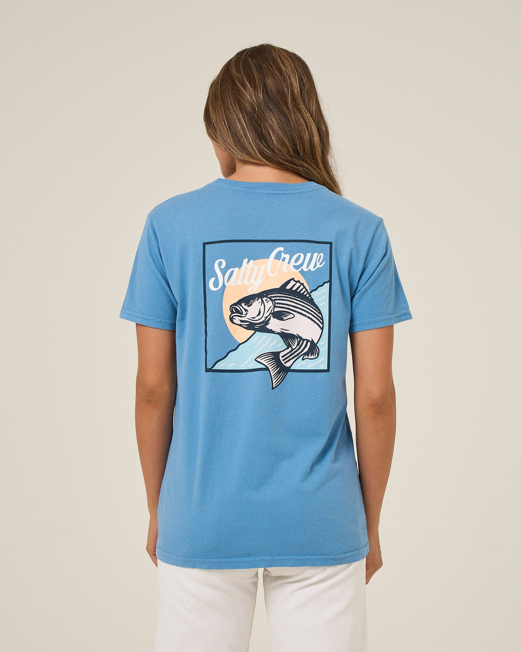 Salty Crew FISH STAMP BF TEE - Ash Blue