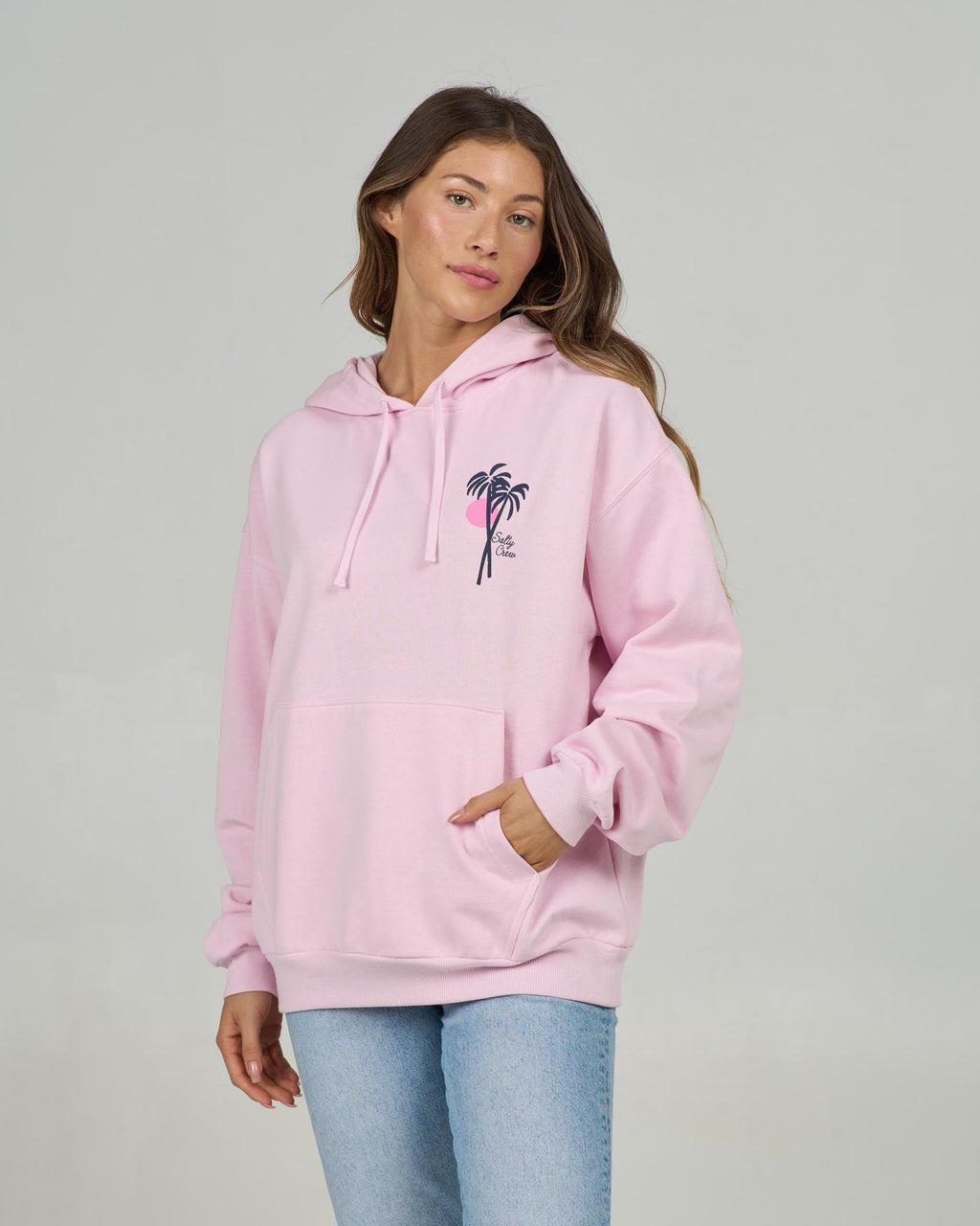 Salty Crew GEO PALM HOODY - Pink Skies