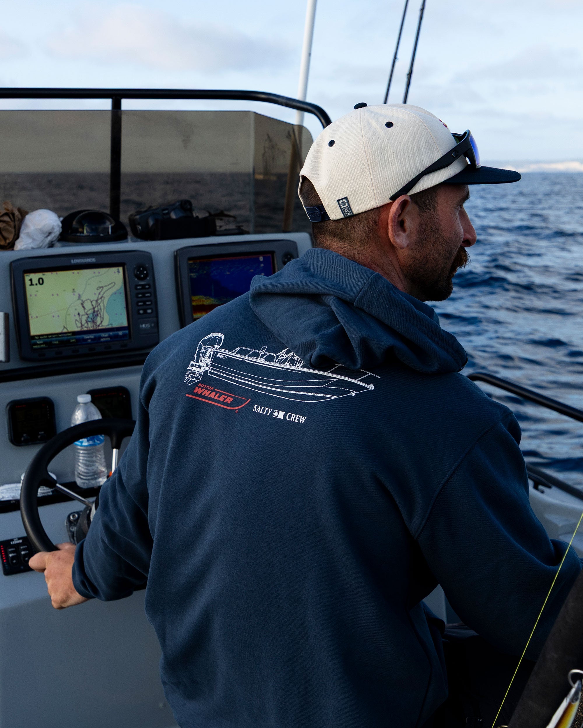 Salty Crew WHALER SCHEMATIC FLEECE - Navy