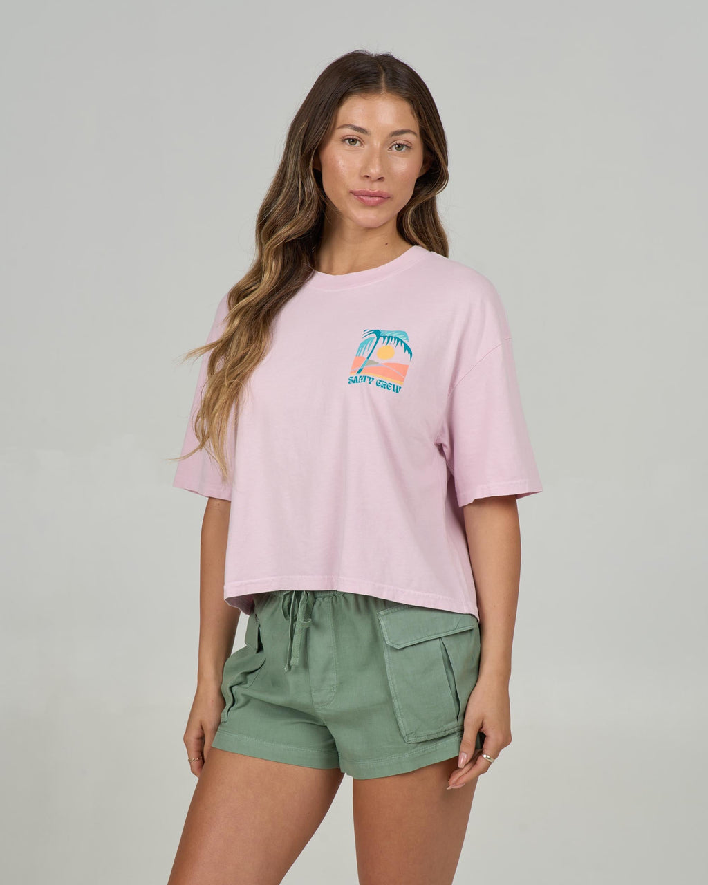 Salty Crew TRAVEL FAR SKIMMER TEE - Pink Skies
