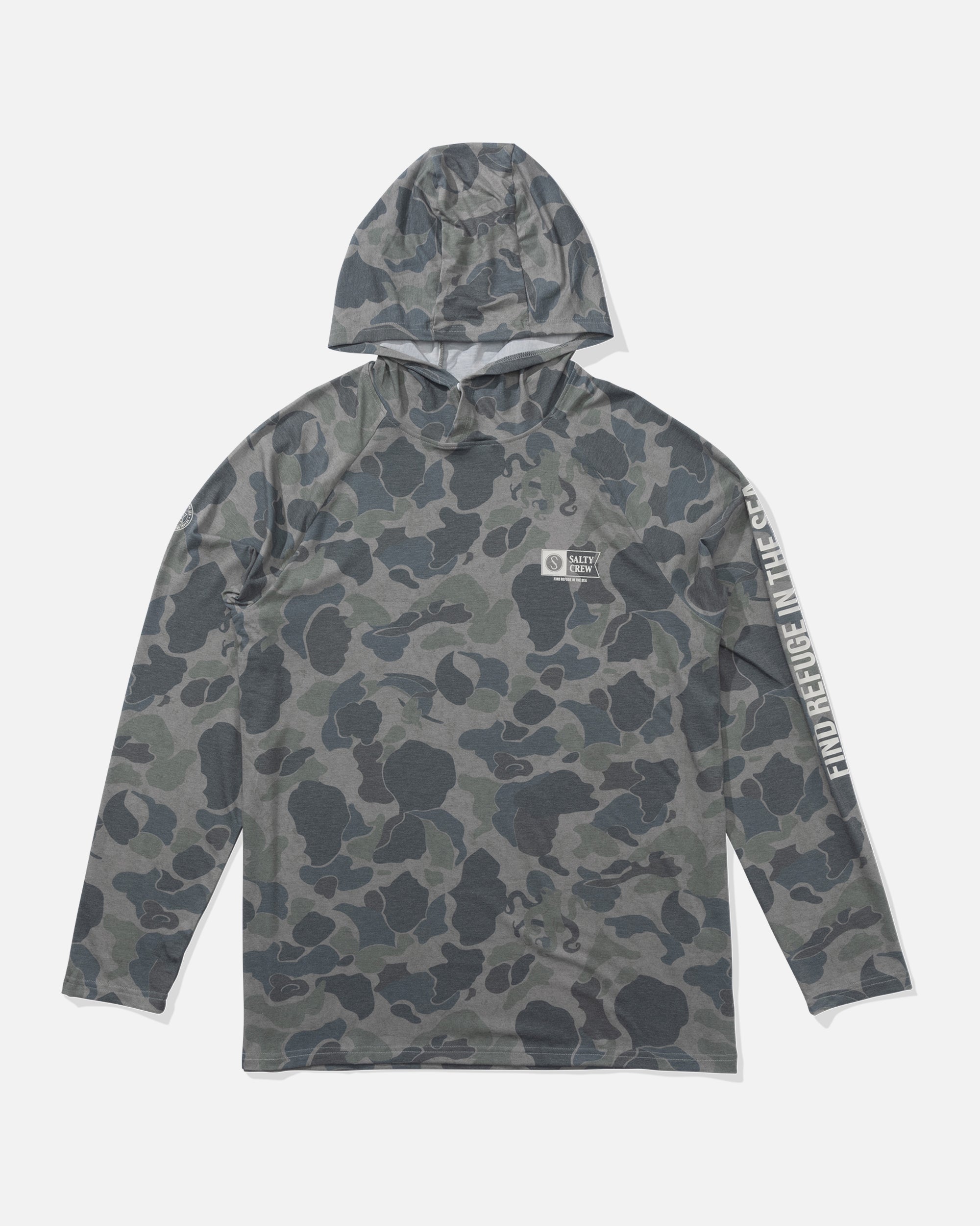 Salty Crew MARINER HOOD TECH TEE - Sand Camo