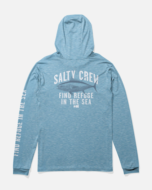 Salty Crew BITMAP HOOD SUNSHIRT - Blue Heather