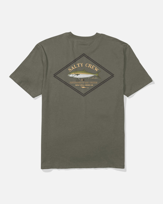 Salty Crew DECKHAND YELLOWTAIL SS TEE - Washed Dusty Olive