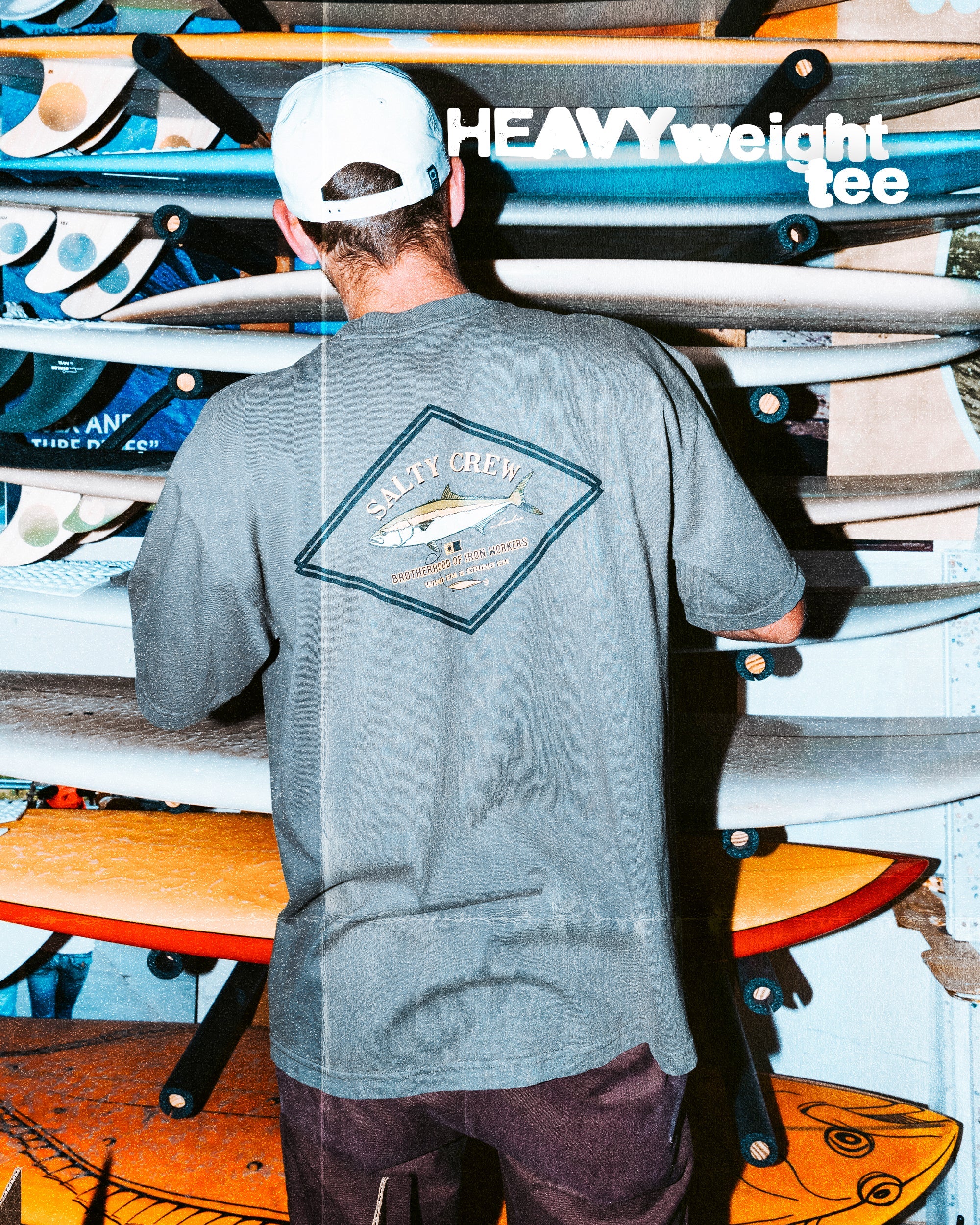 Salty Crew DECKHAND YELLOWTAIL SS TEE - Washed Dusty Olive