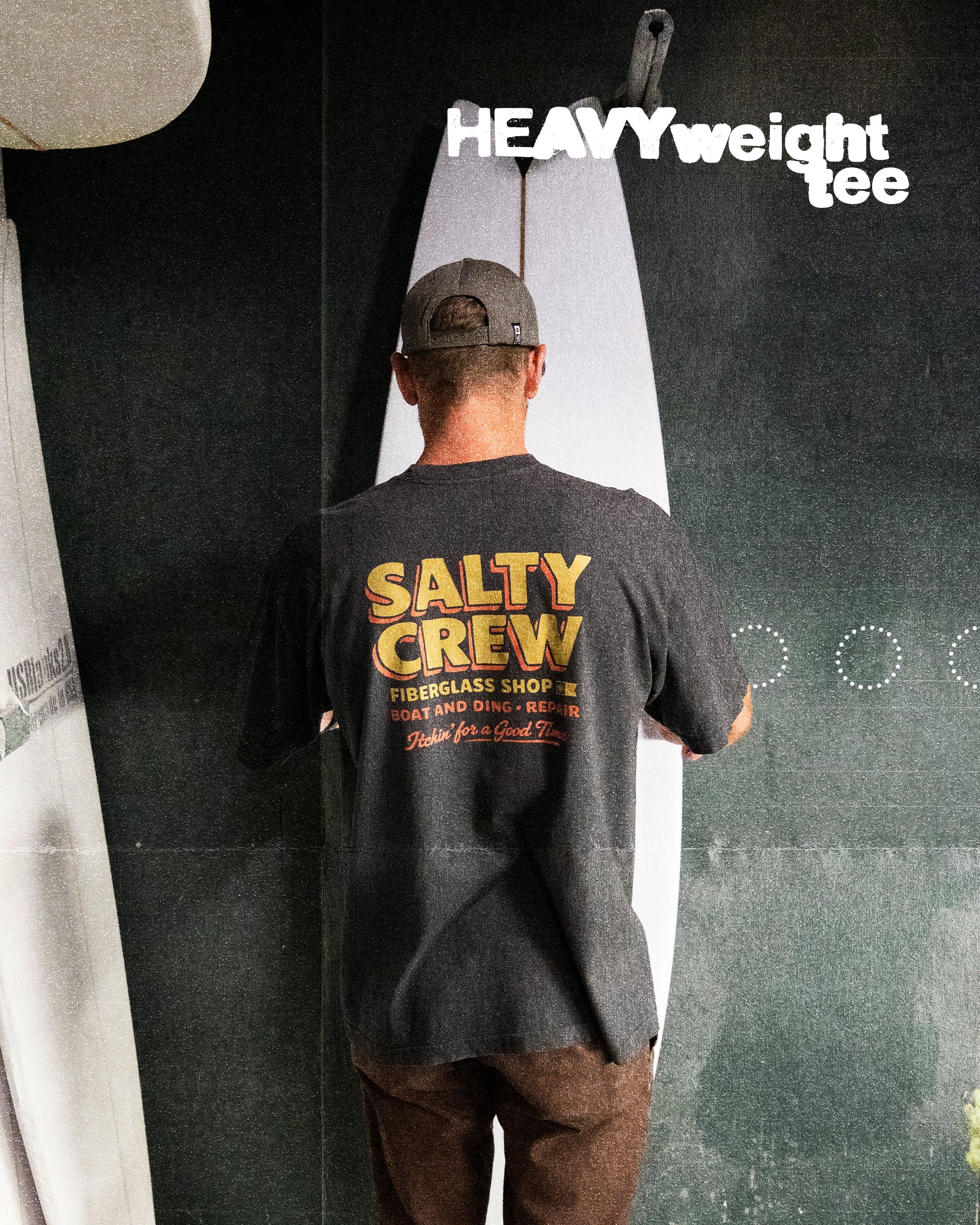 Salty Crew DECKHAND FIBERGLASS SS TEE - Washed Black